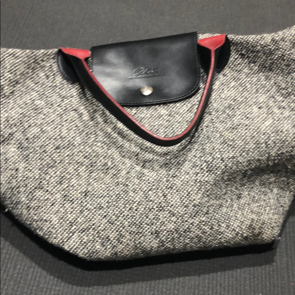 Longchamp small le pliage tote grey tweed